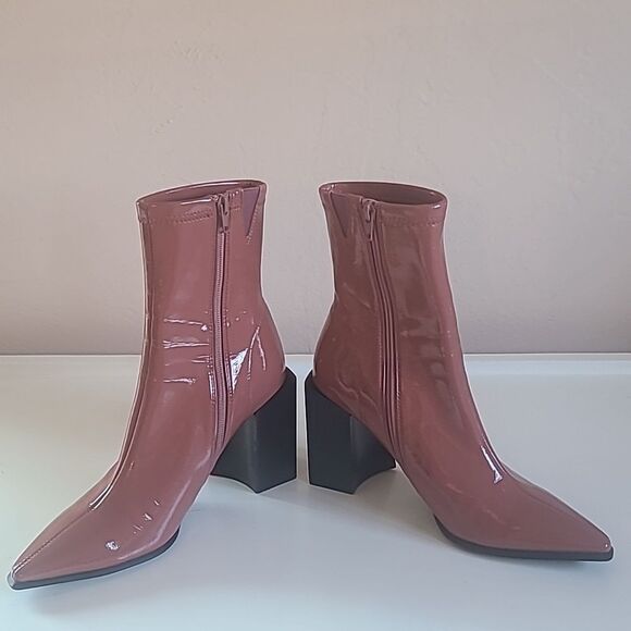 Jeffrey Campbell LA Siren Bootie Dark Rose Patent Ankle Boots Size 8.5 - Picture 6 of 16